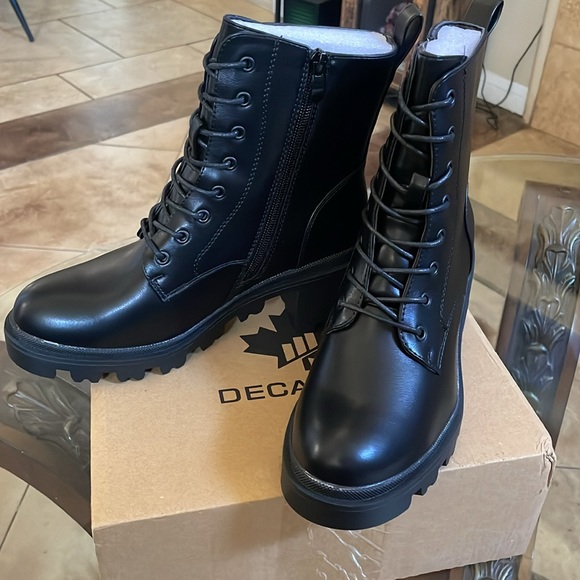 Black lace up combat boots NEW SIZE 7.5 - Picture 3 of 5